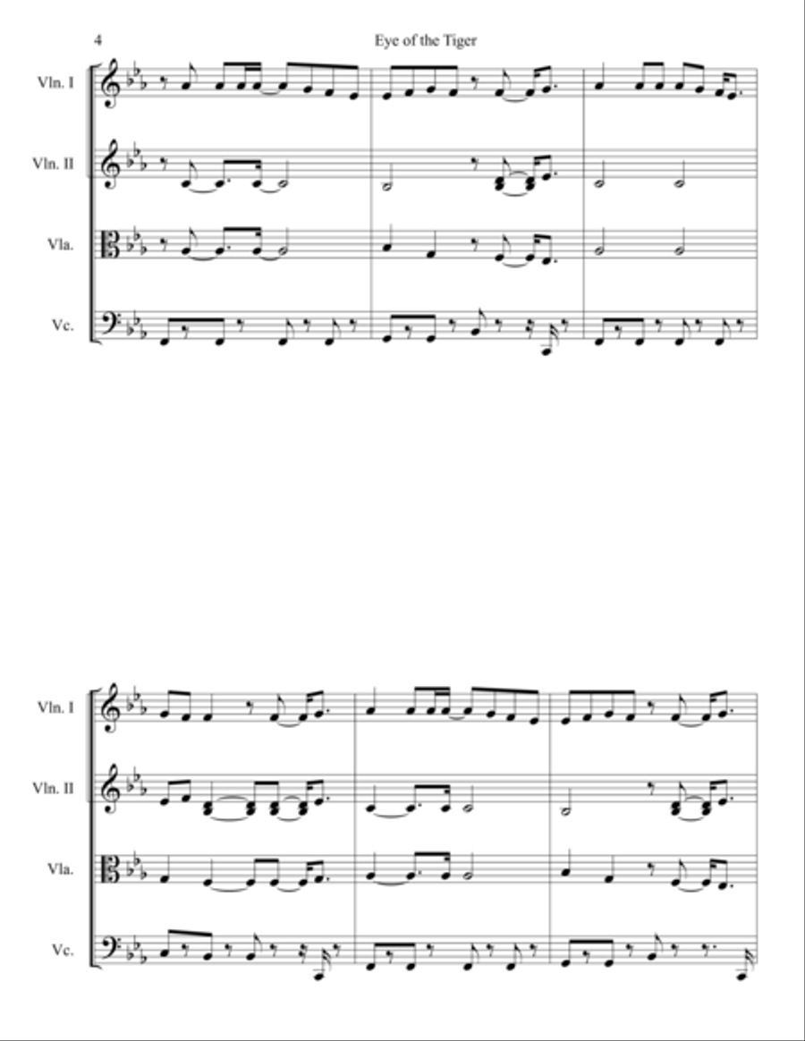 Eye Of The Tiger Eye Of The Tiger String Quartet scores gallery preview page 4