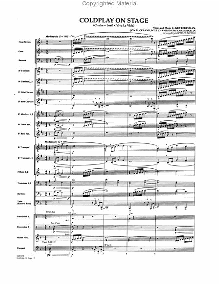 Coldplay on Stage Concert Band scores gallery preview page 2