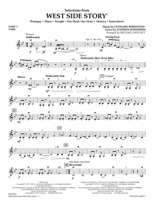 Book cover for West Side Story (Selections for Flex-Band) (arr. Michael Sweeney) - Pt.3 - Violin