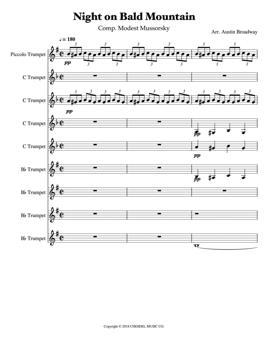 Night On Bald Mountain (mussorgsky) Brass Ensemble scores gallery preview page 1