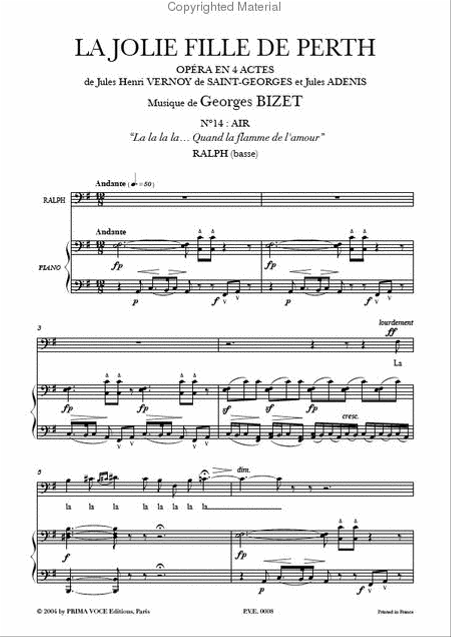 La la la la... Quand la flamme de l'amour from La Jolie Fille de Perth Bass Voice scores gallery preview page 2