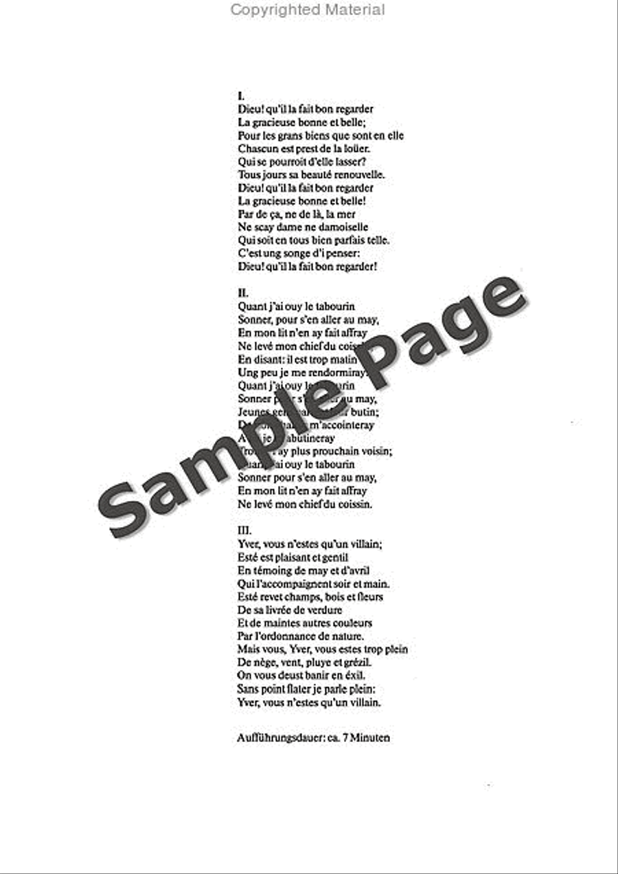 3 Songs of Charles d'Orleáns 4-Part scores gallery preview page 3