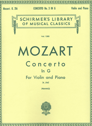 Book cover for Concerto No. 3 In G, K. 216