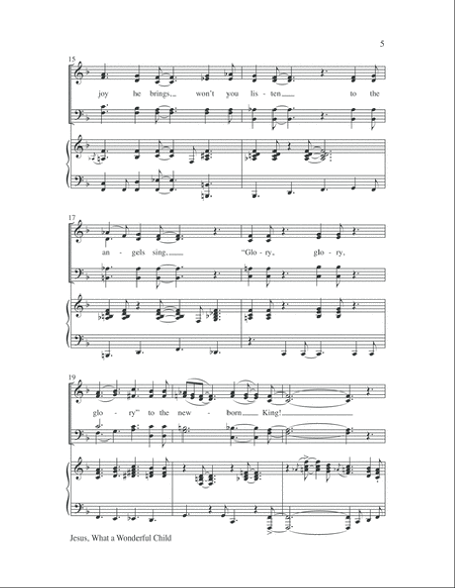Jesus, What a Wonderful Child with Amen 4-Part scores gallery preview page 5