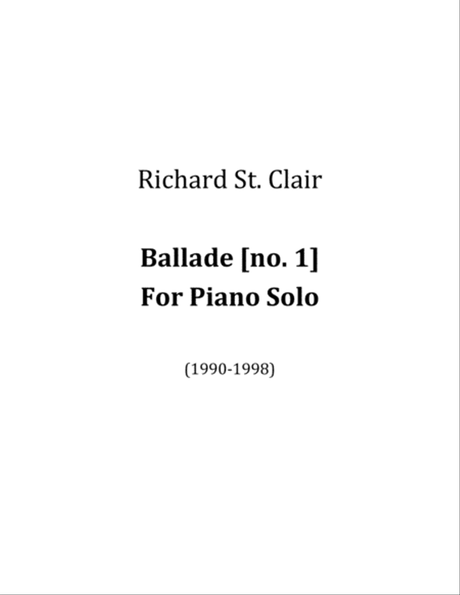 Ballade no. 1 for Solo Piano Piano Solo scores gallery preview page 1