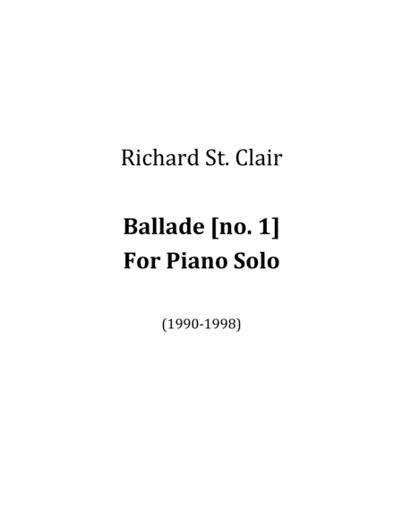 Ballade no. 1 for Solo Piano image number null