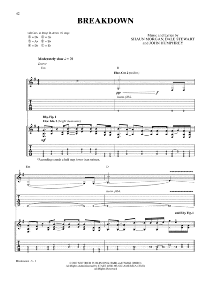Breakdown Guitar Tablature scores gallery preview page 1