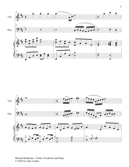 3 FAVORITE HYMNS (Trio - Violin, Trombone & Piano with Score/Parts) image number null
