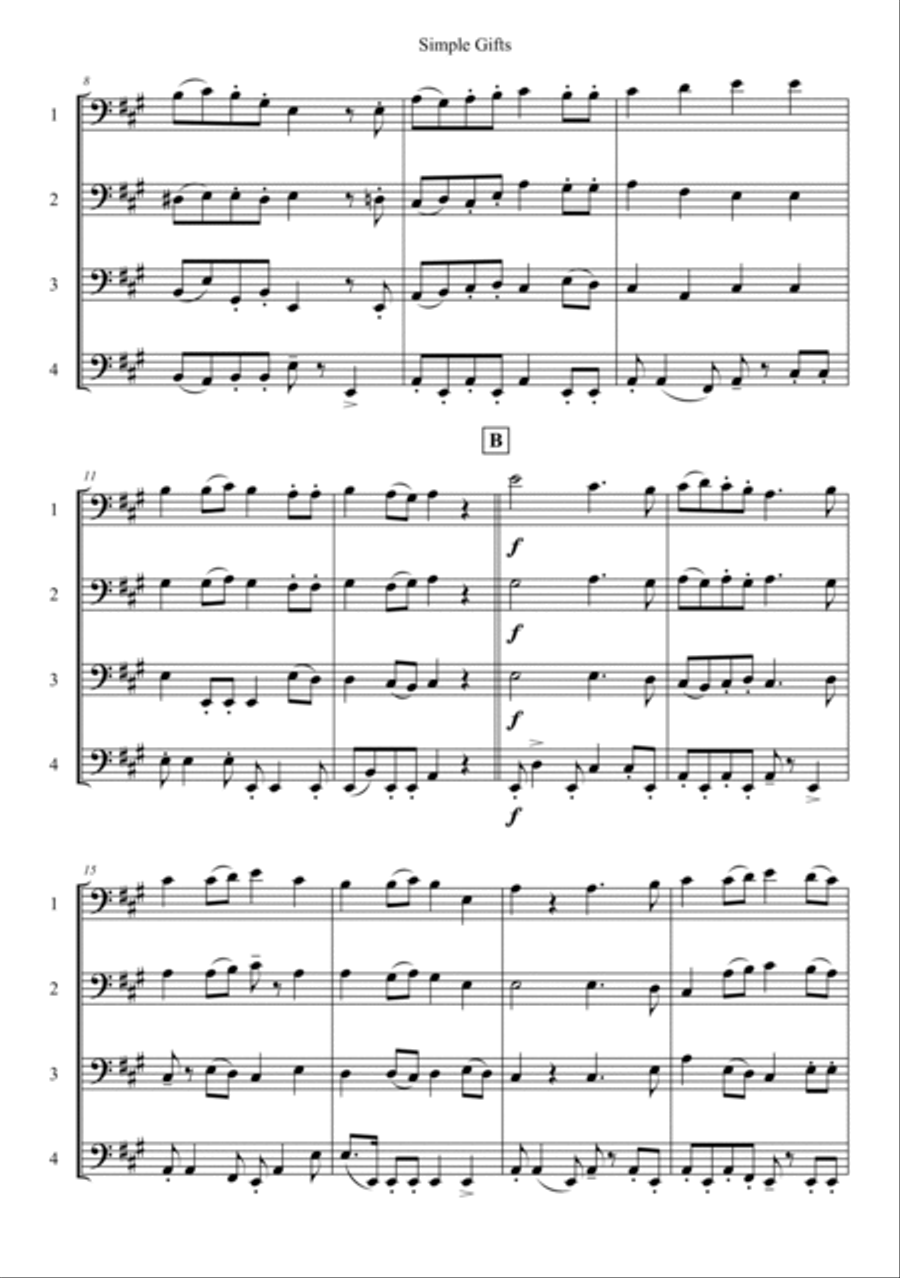 Simple Gifts String Quartet scores gallery preview page 2