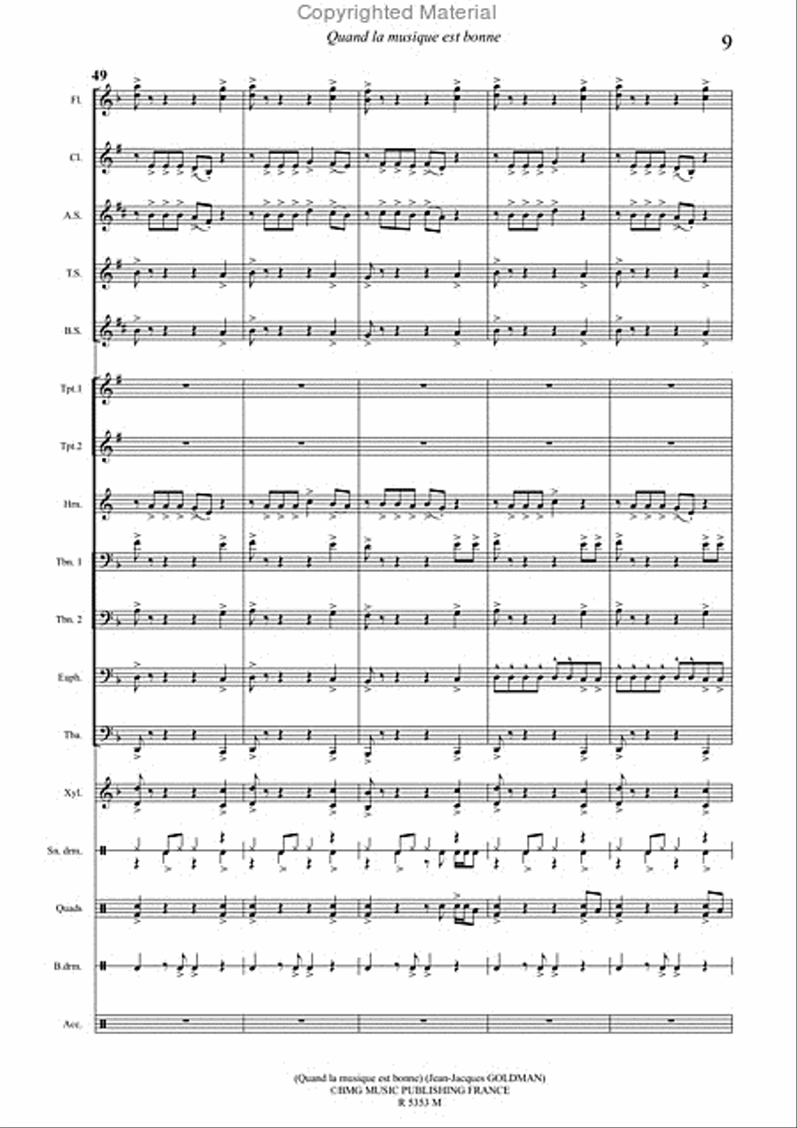 Quand la Musique Est Bonne Concert Band scores gallery preview page 10
