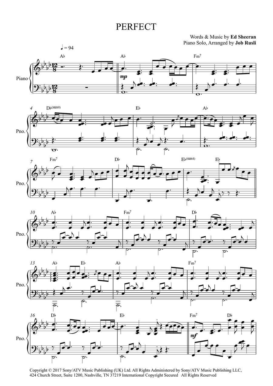 Perfect Perfect Piano, Vocal scores gallery preview page 1