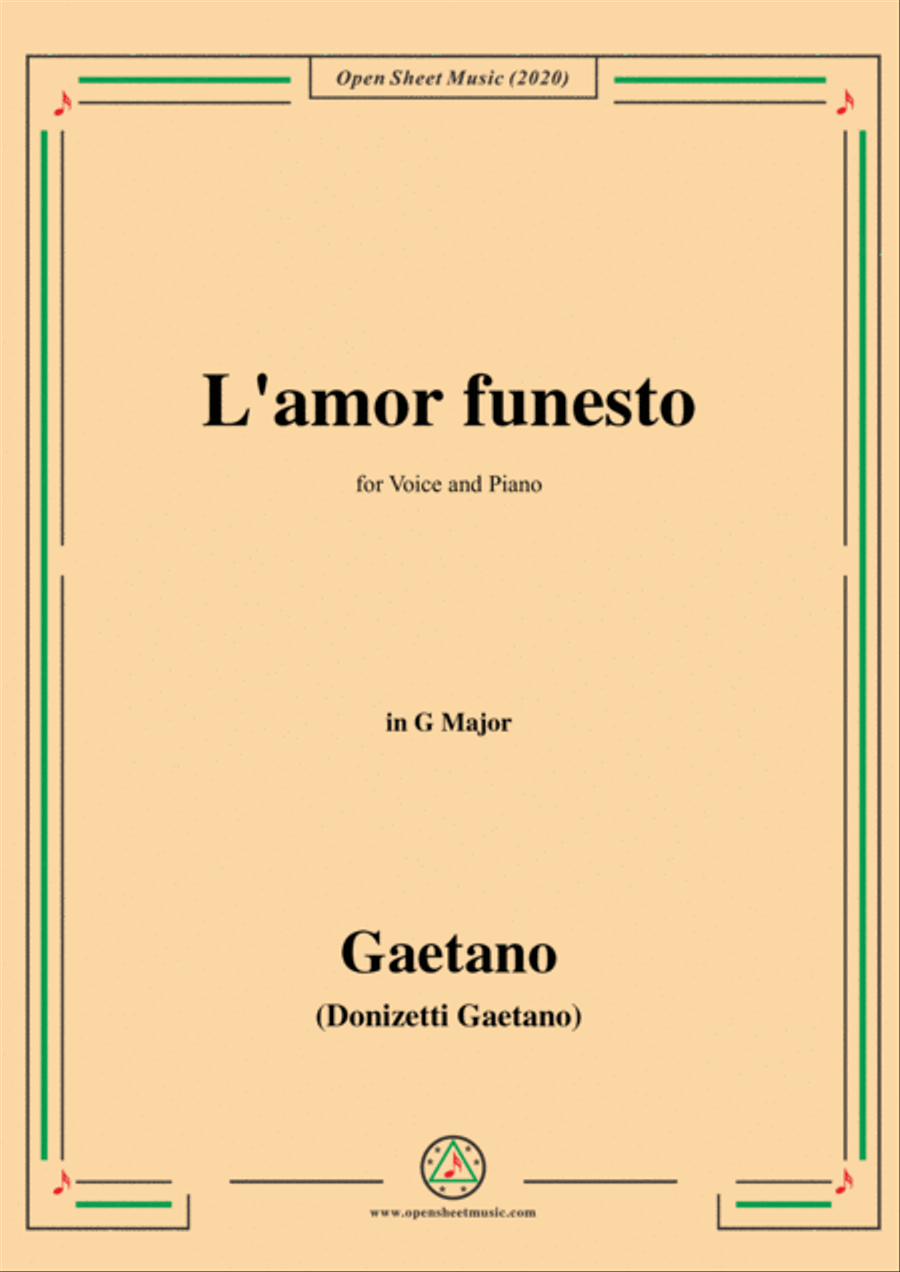 Donizetti-L'amor funesto,in G Major,for Voice and Piano Voice Solo scores gallery preview page 1