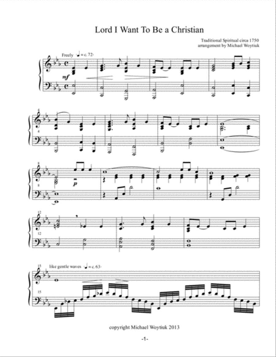 Lord I Want to Be a Christian Piano Solo scores gallery preview page 1