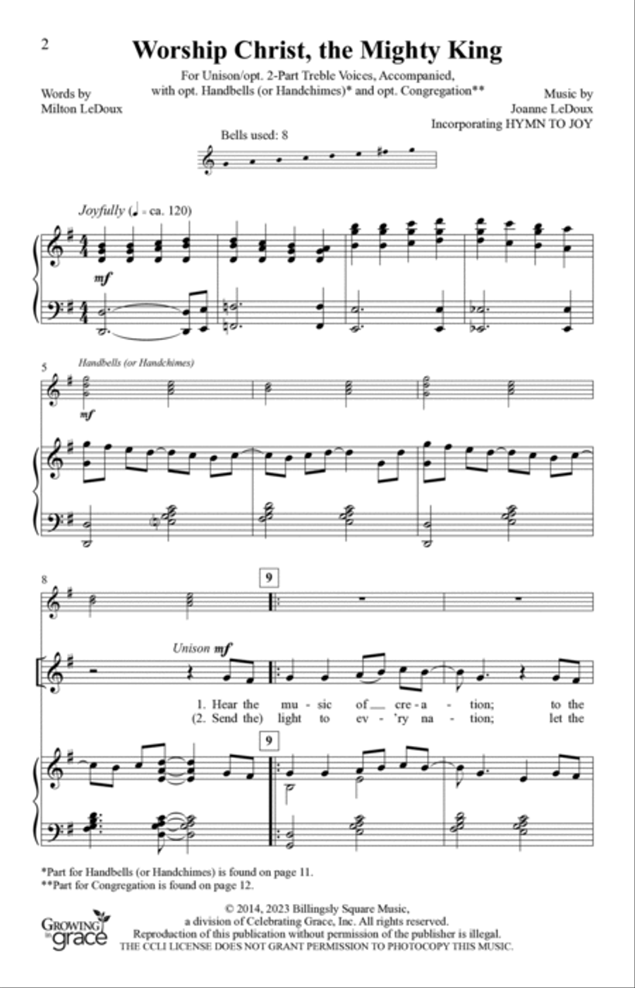 Worship Christ, the Mighty King (Digital) Unison Choir scores gallery preview page 2