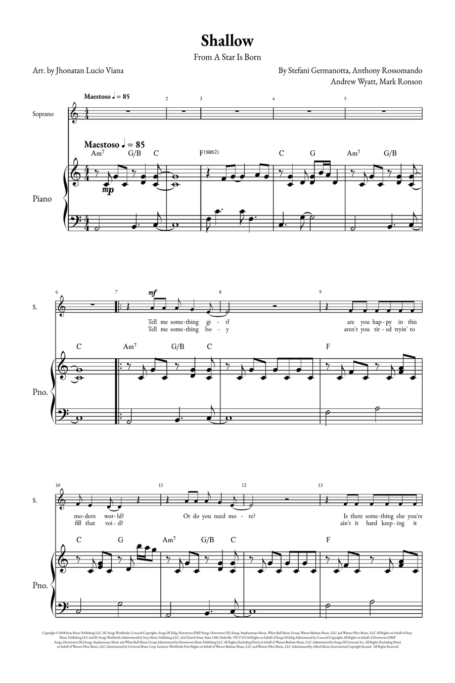 Shallow A Cappella scores gallery preview page 1