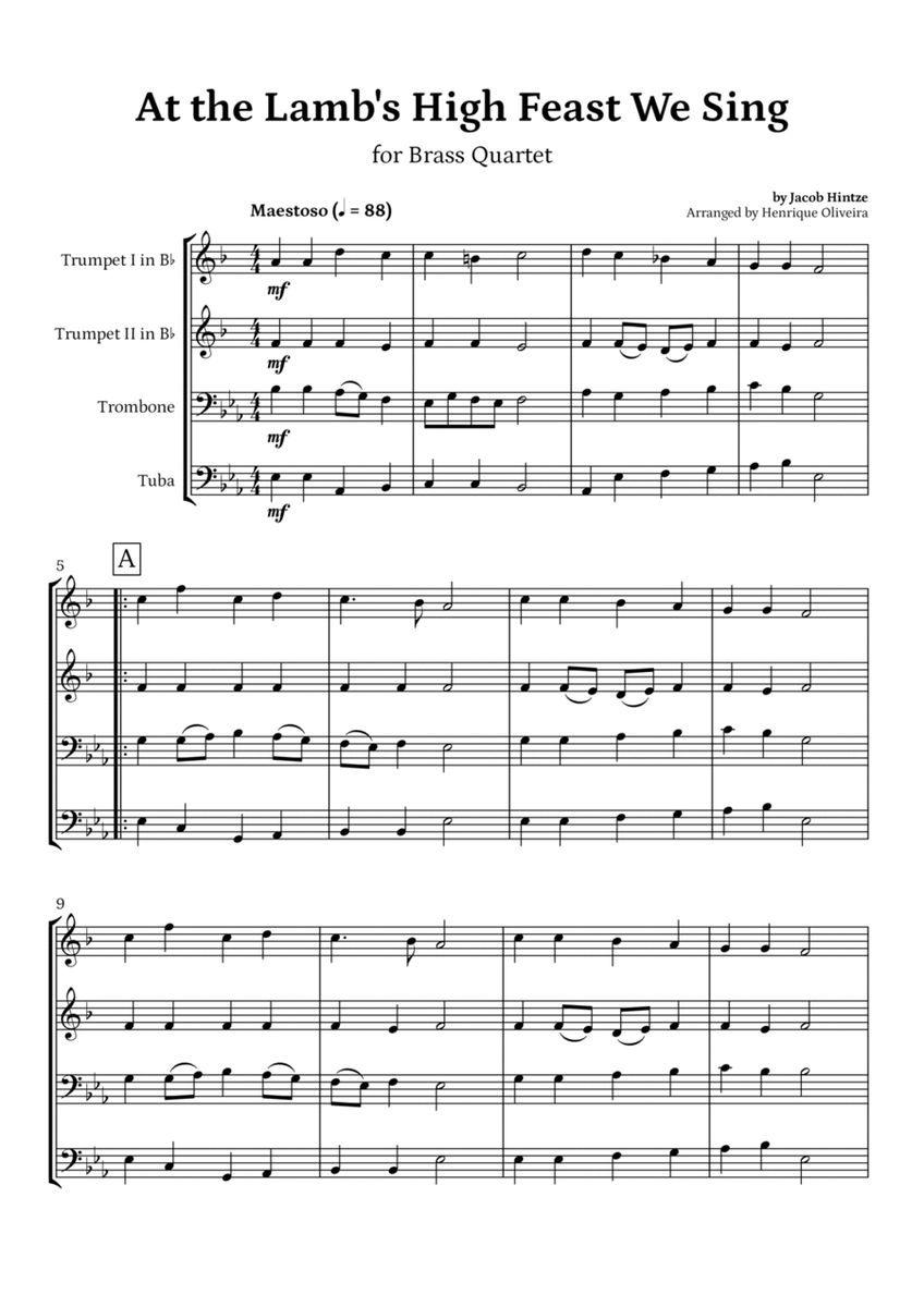 At the Lamb's High Feast We Sing (Brass Quartet) - Easter Hymn image number null
