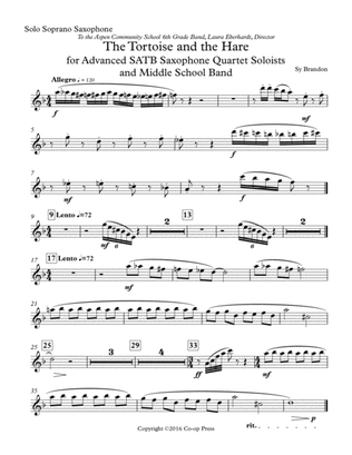 The Tortoise and the Hare for Advanced SATB Saxophone Quartet Soloists and Middle School Band - Part