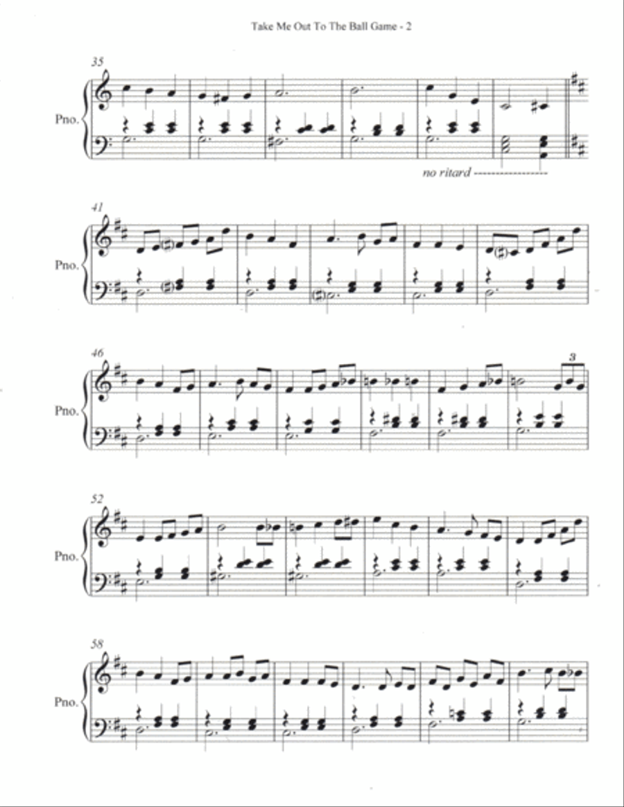 Take Me Out To The Ball Game Piano Solo scores gallery preview page 3