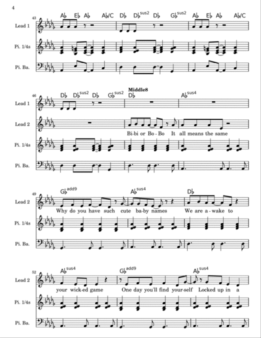 Bi Bi or Bo Bo Easy Piano scores gallery preview page 4