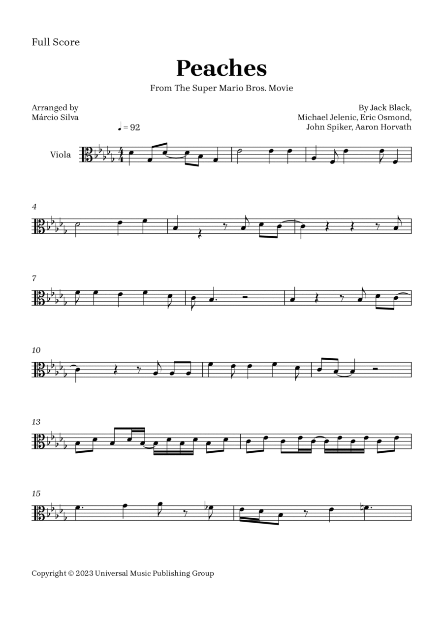 Peaches Viola Solo scores gallery preview page 1