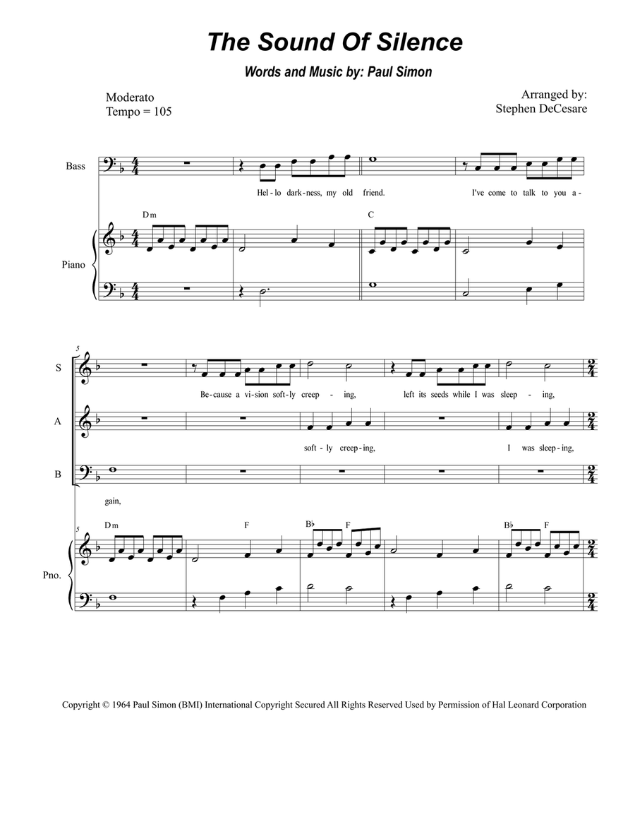 The Sound Of Silence 3-Part scores gallery preview page 1