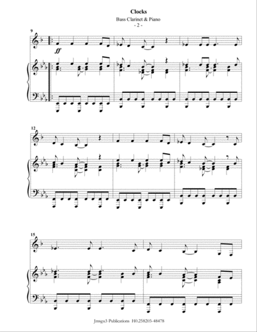 Clocks Bass Clarinet scores gallery preview page 2