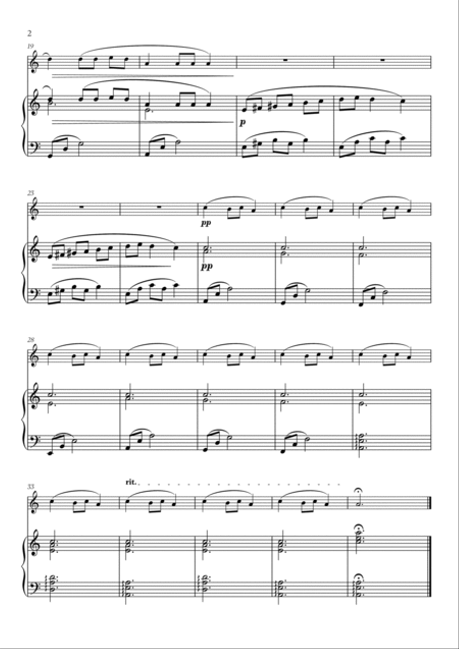 Carol of the Bells (Very Easy/Beginner) - A minor (for Violin and Piano) Violin Solo scores gallery preview page 2