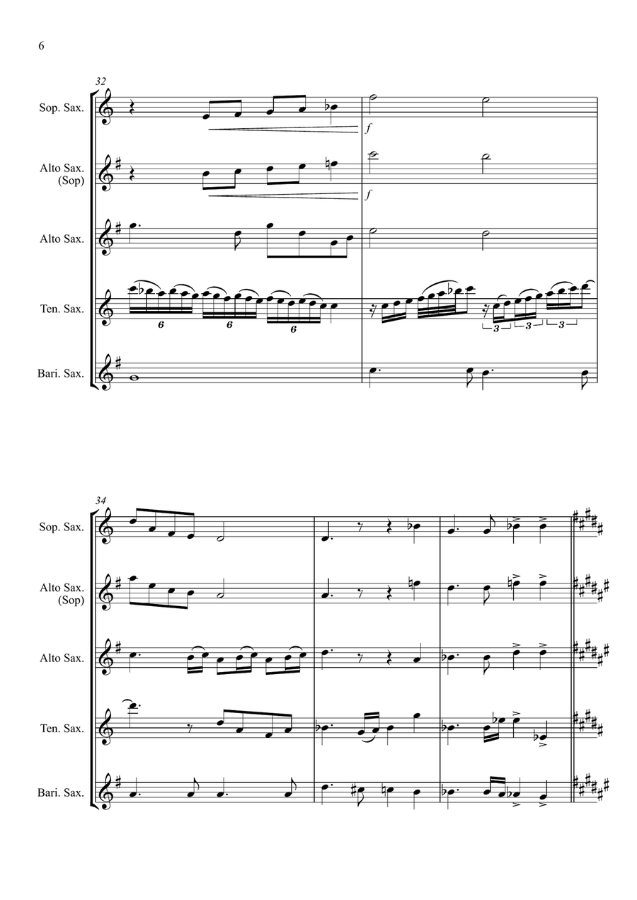 Bohemian Rhapsody Saxophone Quartet scores gallery preview page 6