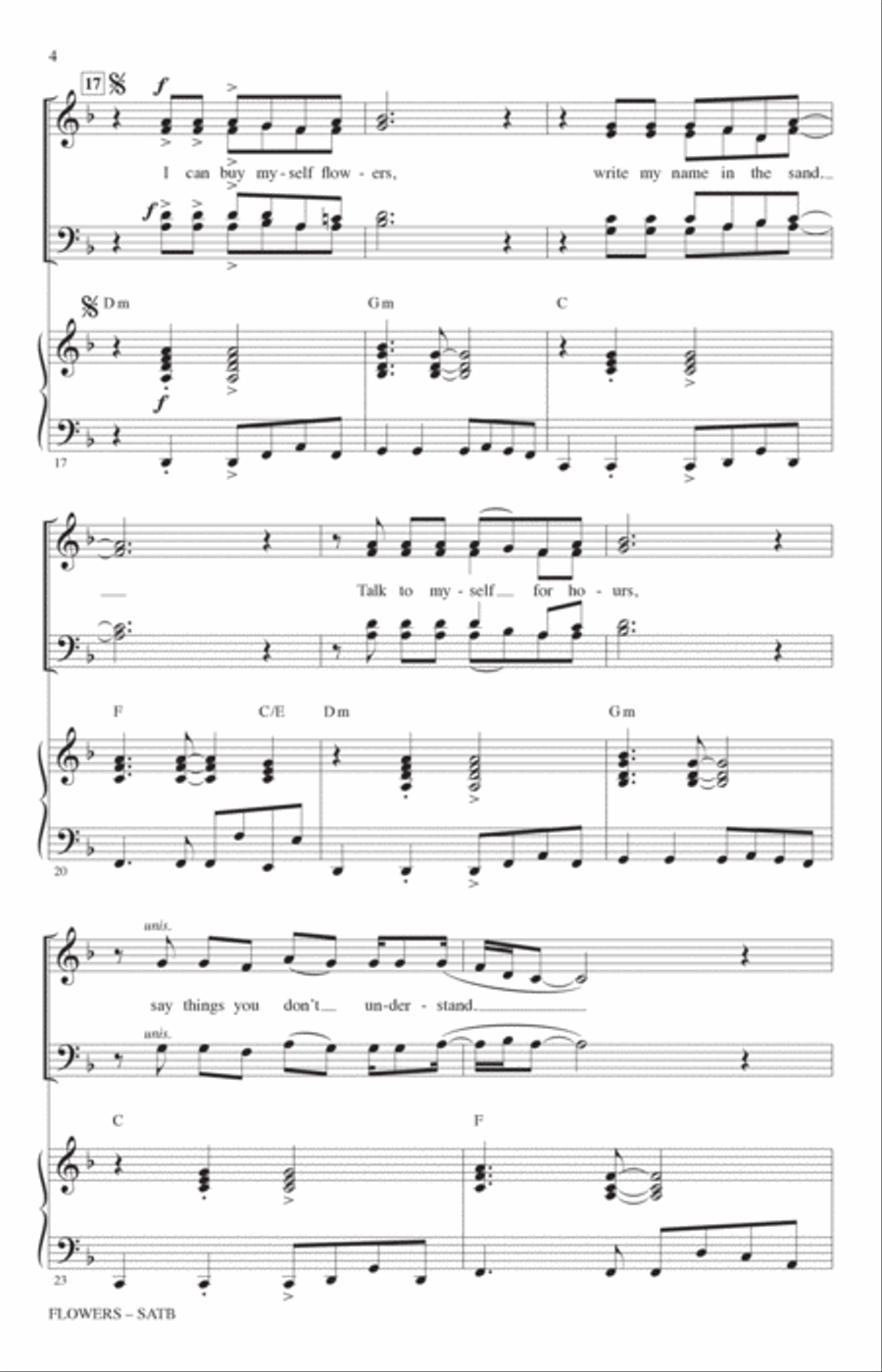 Flowers (arr. Mark Brymer) 4-Part scores gallery preview page 3
