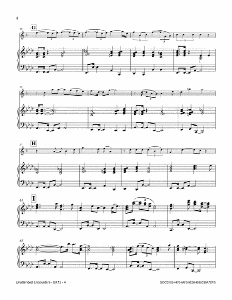 Unattended Encounters Baritone Saxophone scores gallery preview page 4