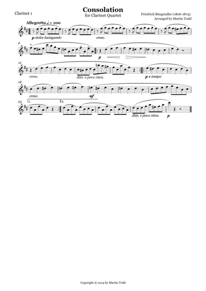 Consolation for Clarinet Quartet image number null