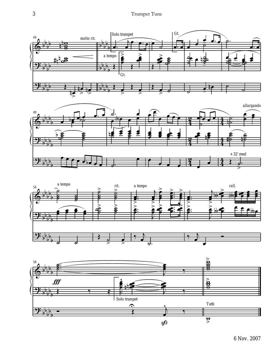 Trumpet Tune for organ and optional trumpet Trumpet scores gallery preview page 3