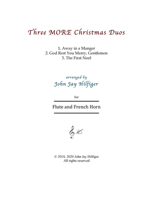 Book cover for Three MORE Christmas Duos for Flute and Horn