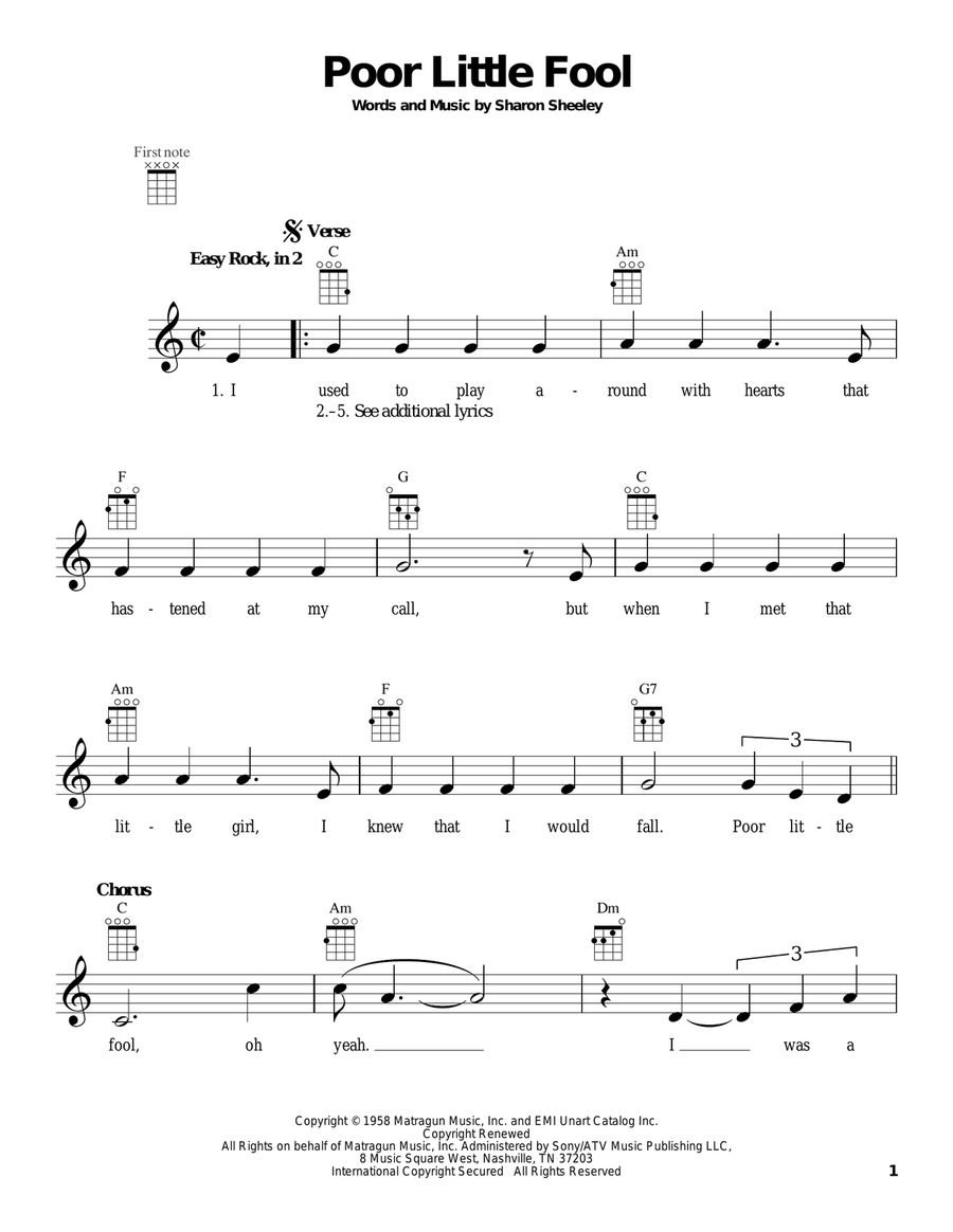 Poor Little Fool Ukulele scores gallery preview page 1