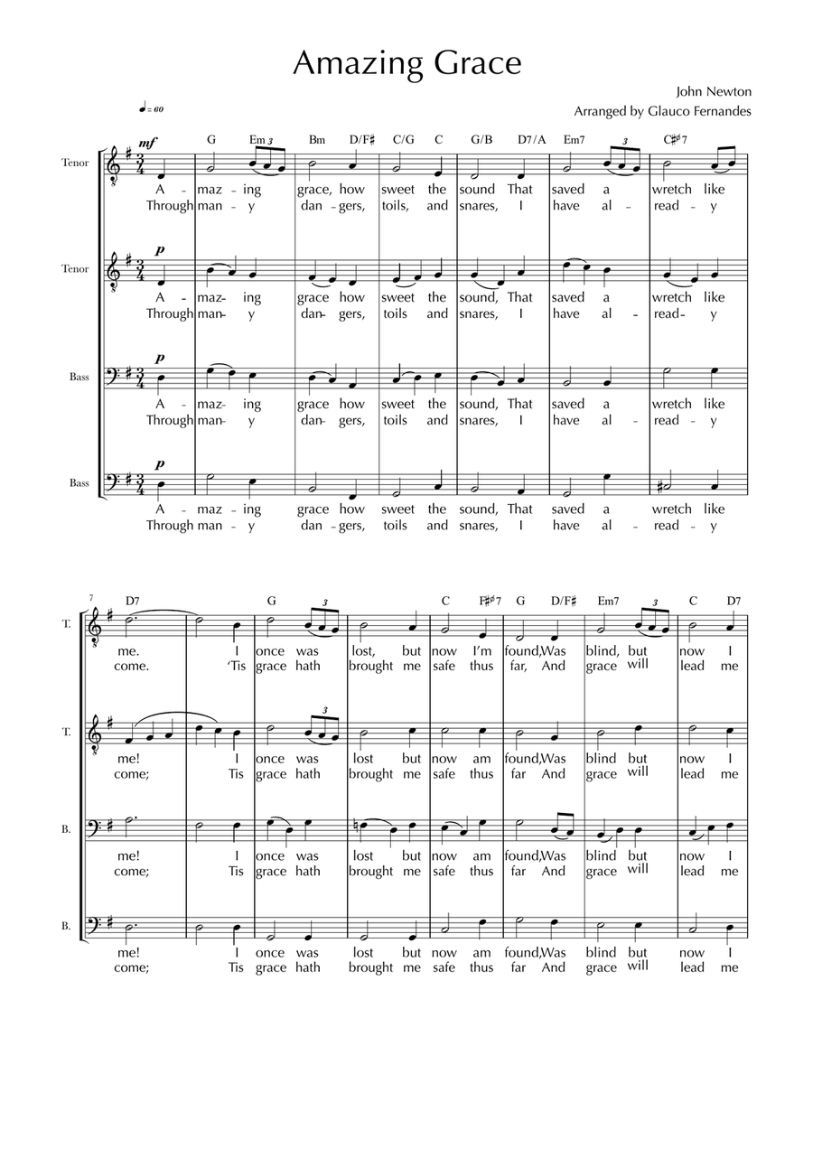 Amazing Grace TTBB scores gallery preview page 1