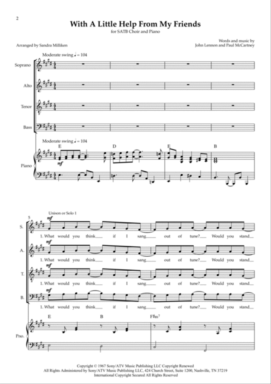 With A Little Help From My Friends 4-Part scores gallery preview page 2