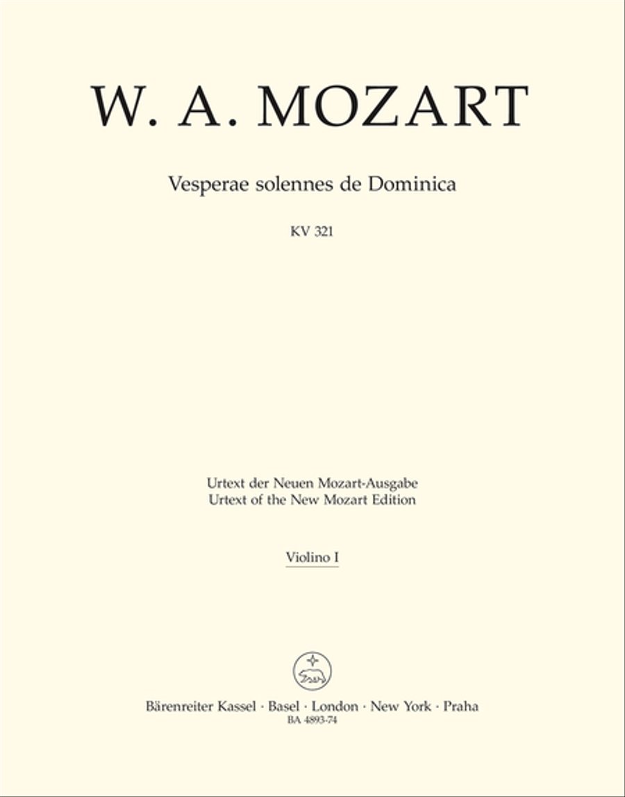 Vesperae solennes de Dominica KV 321 Violin scores gallery preview page 1