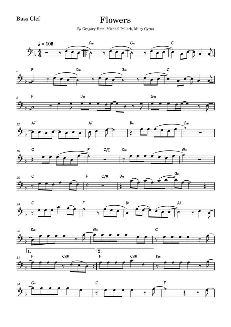 Flowers Trombone Solo scores gallery preview page 1