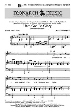 Book cover for Unto God, Be Glory