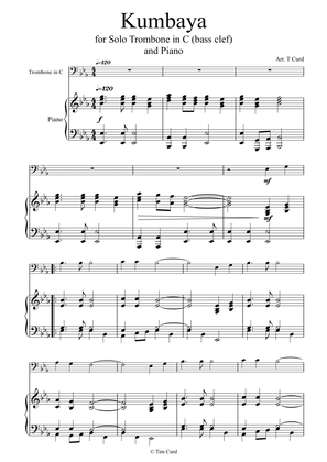 Kumbaya for Trombone in C (bass clef) and Piano