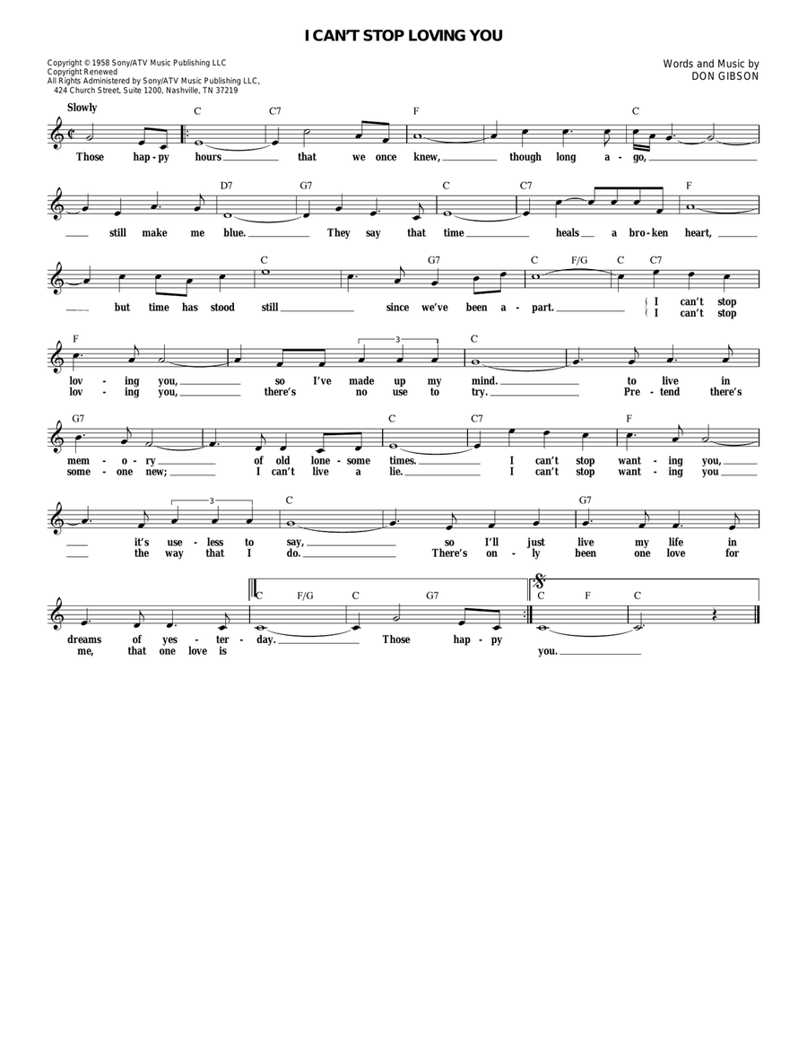 I Can't Stop Loving You Electric Guitar scores gallery preview page 1