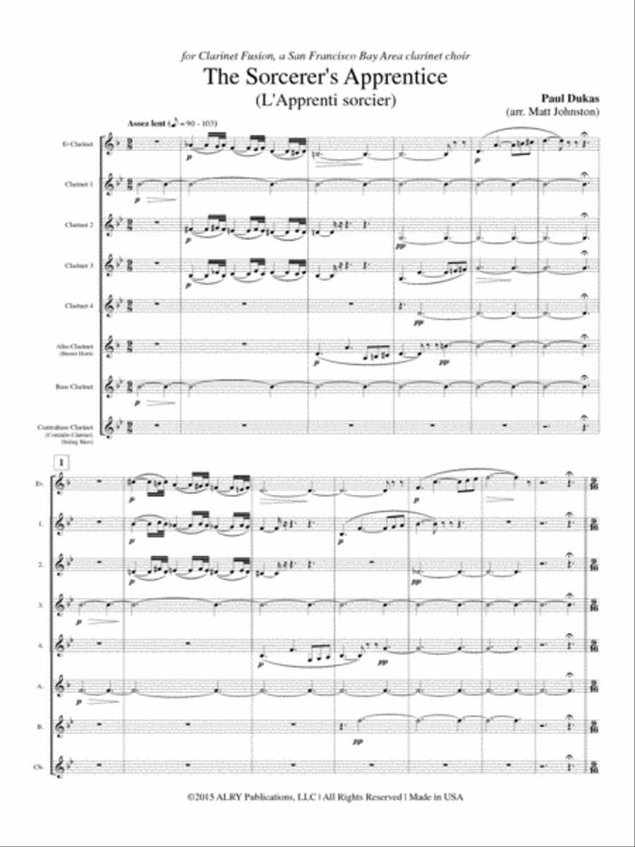 The Sorcerer's Apprentice for Clarinet Choir Clarinet Choir scores gallery preview page 2