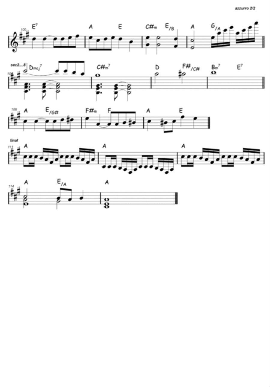 Azzurro Azzurro Easy Piano scores gallery preview page 2