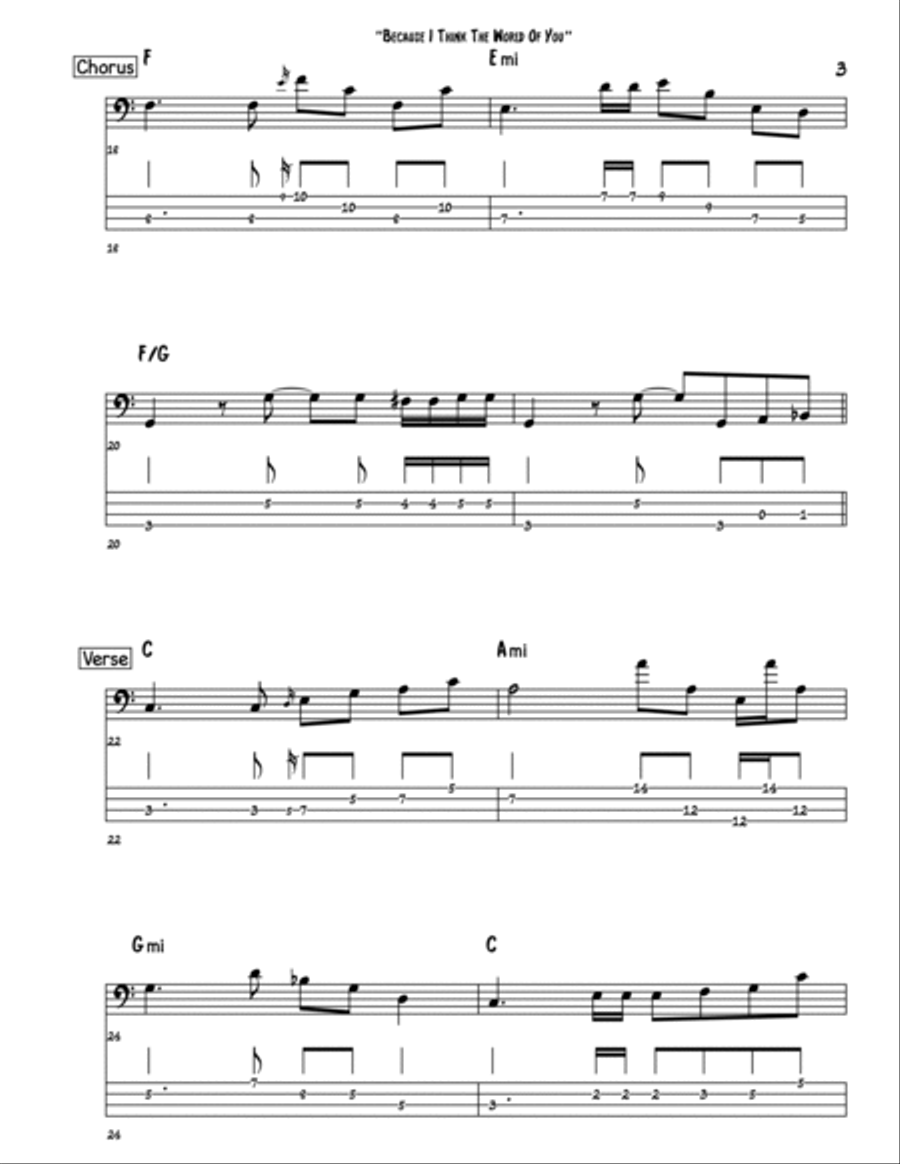 Because I Think The World Of You Bass Guitar scores gallery preview page 3