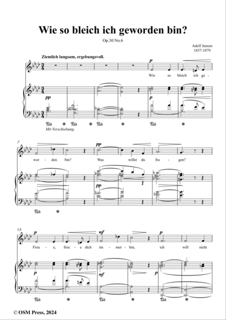 A. Jensen-Wie so bleich ich geworden bin?,Op.30 No.6,in A flat Major Voice scores gallery preview page 2