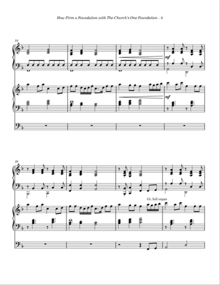 How Firm a Foundation with The Church's One Foundation (Piano and Organ Duet) Piano scores gallery preview page 5