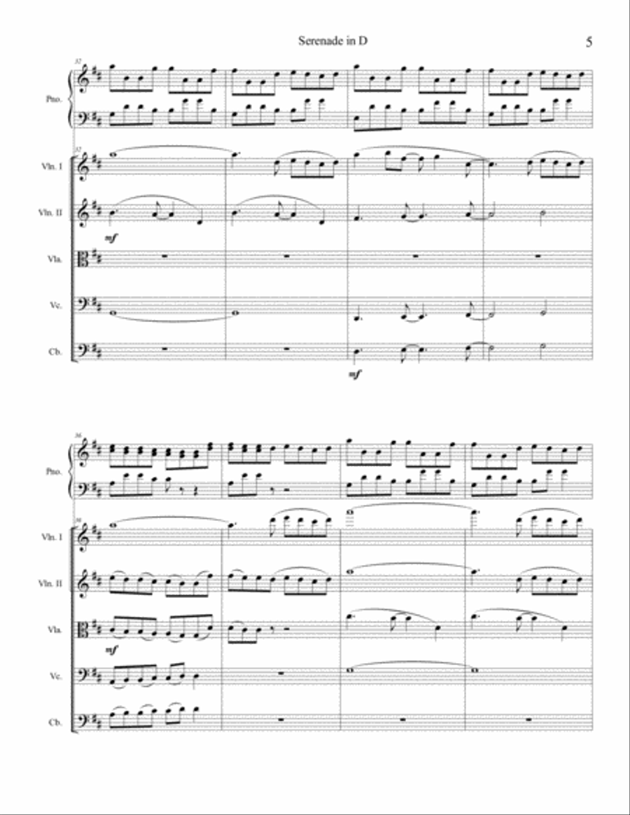 Serenade in D (for piano and string orchestra) String Orchestra scores gallery preview page 5