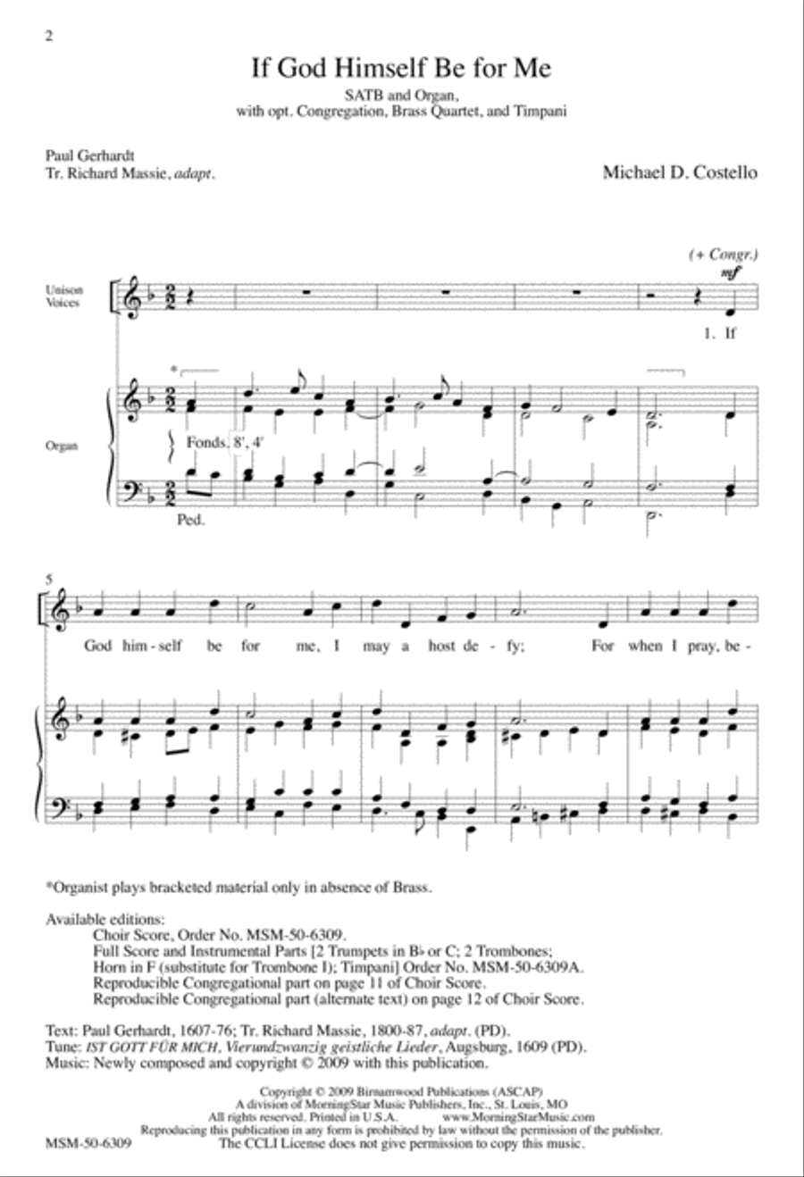 If God Himself Be For Me 4-Part scores gallery preview page 2