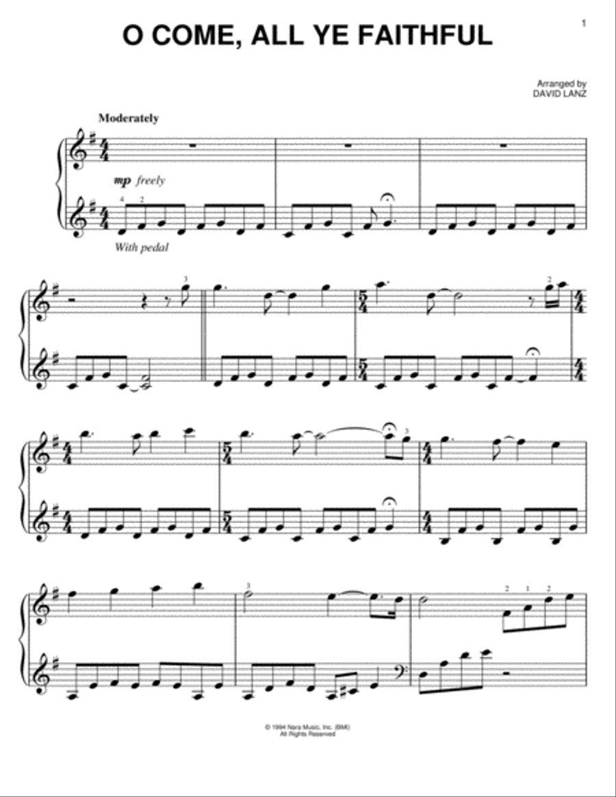 O Come All Ye Faithful O Come All Ye Faithful Easy Piano scores gallery preview page 1