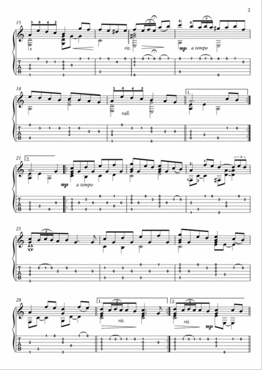 Alcantara by Baden Powel guitar fingerstyle Classical Guitar scores gallery preview page 2